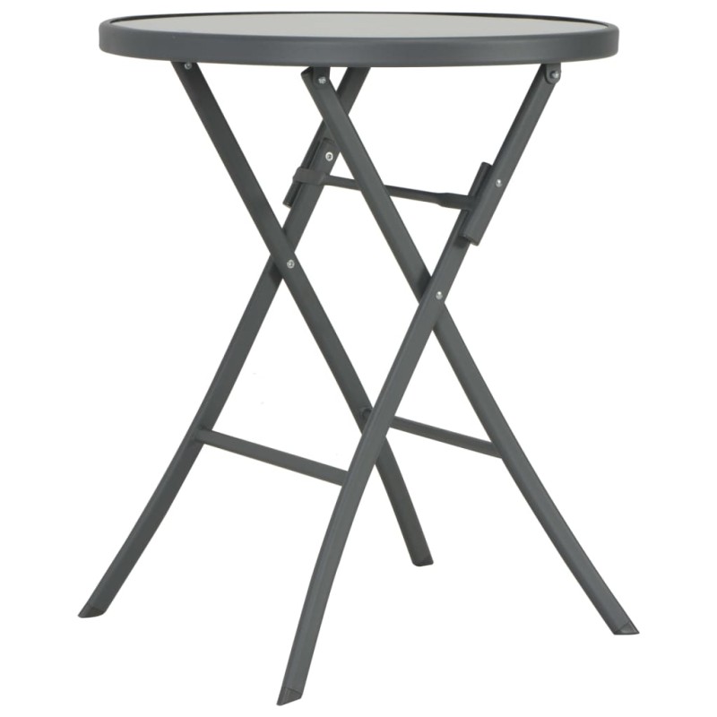 vidaXL Mesa plegable tipo bistró de jardín vidrio y acero 60x70 cm