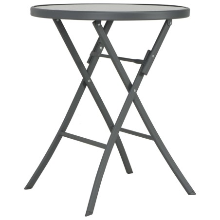 vidaXL Mesa plegable tipo bistró de jardín vidrio y acero 60x70 cm
