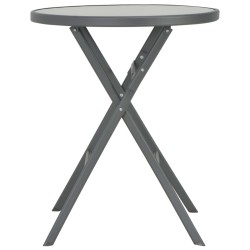 vidaXL Mesa plegable tipo bistró de jardín vidrio y acero 60x70 cm