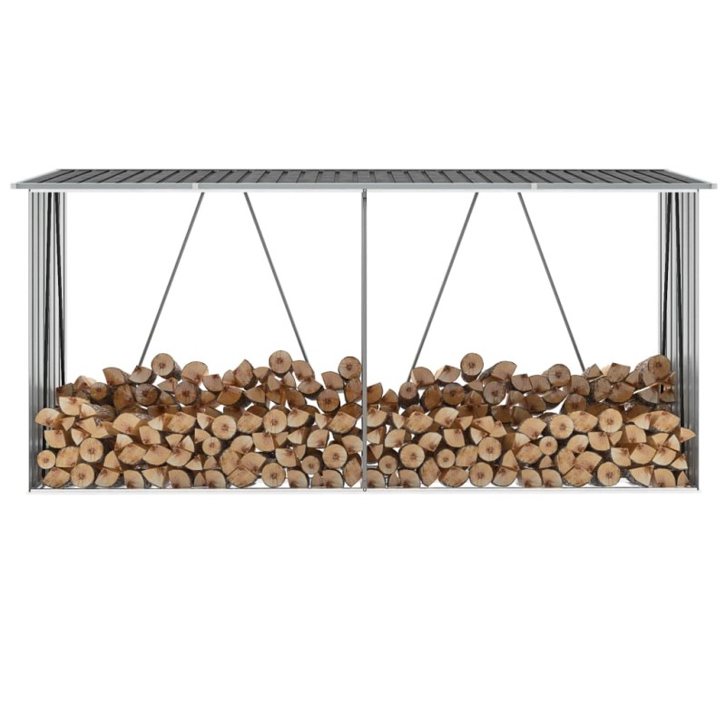 vidaXL Casetilla leña acero galvanizado gris antracita 330x84x152 cm vidaXL Casetilla leña acero galvanizado gris antracita 330x84x152 cm