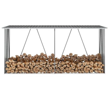 vidaXL Casetilla leña acero galvanizado gris antracita 330x84x152 cm  