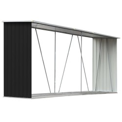 vidaXL Casetilla leña acero galvanizado gris antracita 330x84x152 cm  