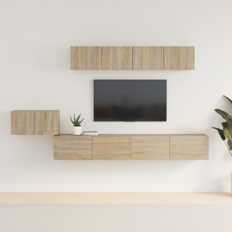 vidaXL Set de muebles para TV 5 pzas madera contrachapada roble Sonoma vidaXL Set de muebles para TV 5 pzas madera contrachapada roble Sonoma