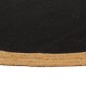 vidaXL Alfombra trenzada yute y algodón redonda negra y natural 120 cm vidaXL Alfombra trenzada yute y algodón redonda negra y natural 120 cm