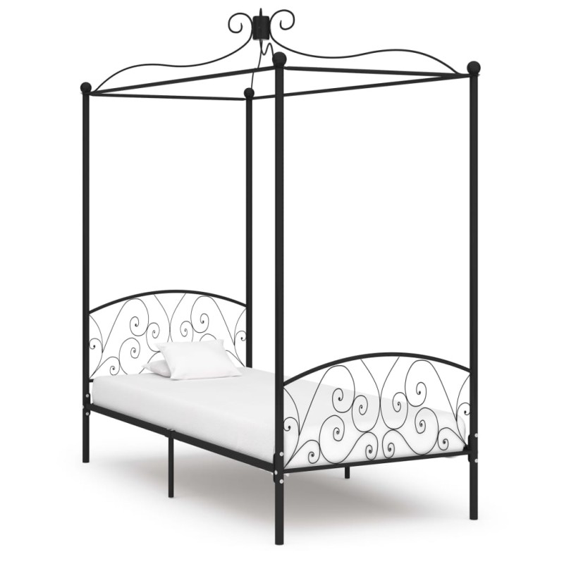 vidaXL Estructura de cama con dosel metal negro 100x200 cm vidaXL Estructura de cama con dosel metal negro 100x200 cm