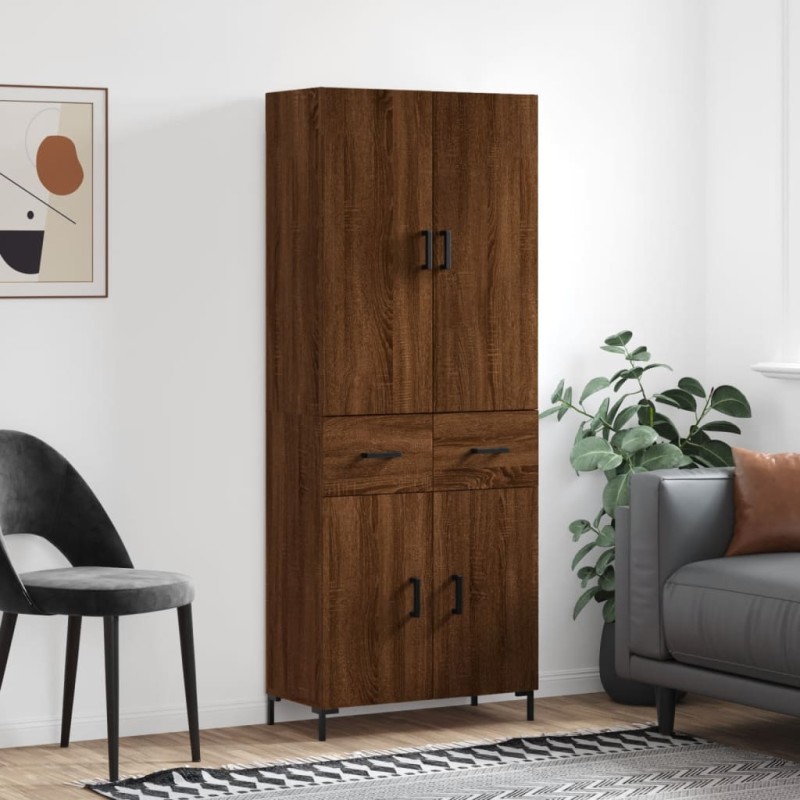 vidaXL Aparador alto madera contrachapada marrón roble 69,5x34x180 cm