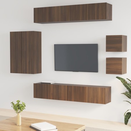 vidaXL Set de muebles para TV 8 pzas madera contrachapada roble marrón