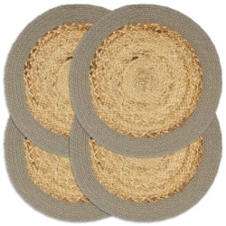 vidaXL Mantel individual 4 uds yute y algodón natural y gris 38 cm