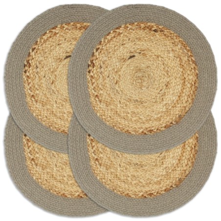 vidaXL Mantel individual 4 uds yute y algodón natural y gris 38 cm