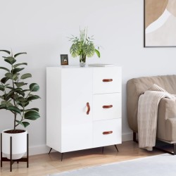 vidaXL Aparador de madera contrachapada blanco brillante 69,5x34x90 cm