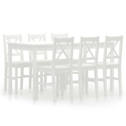 vidaXL Conjunto de comedor 7 piezas madera de pino blanco