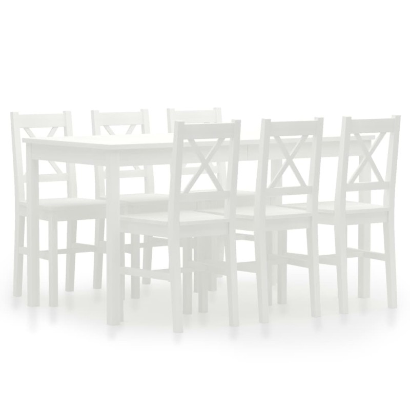 vidaXL Conjunto de comedor 7 piezas madera de pino blanco