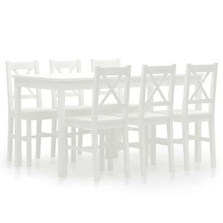 vidaXL Conjunto de comedor 7 piezas madera de pino blanco