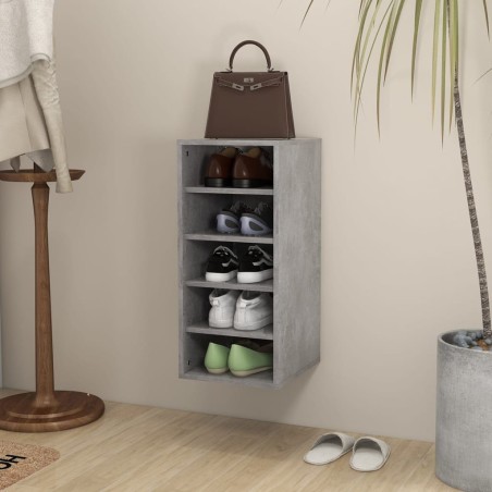 vidaXL Mueble zapatero madera contrachapada gris hormigón 31,5x35x70cm