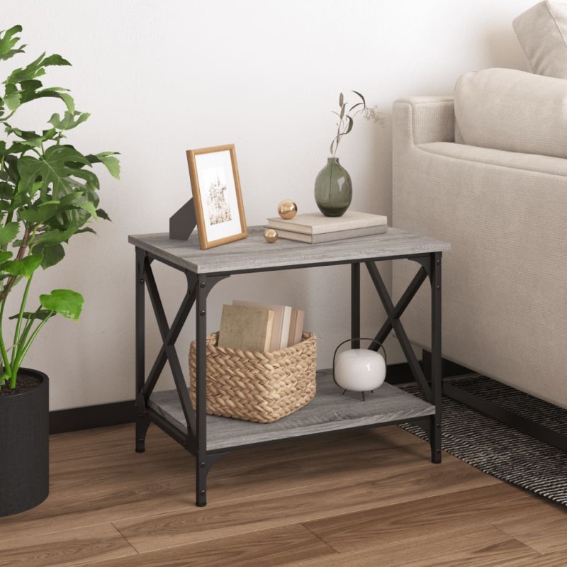 vidaXL Mesa auxiliar madera contrachapada gris Sonoma 55x38x45 cm vidaXL Mesa auxiliar madera contrachapada gris Sonoma 55x38x45 cm