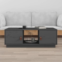 vidaXL Mesa de centro de madera maciza de pino gris 100x50x35 cm