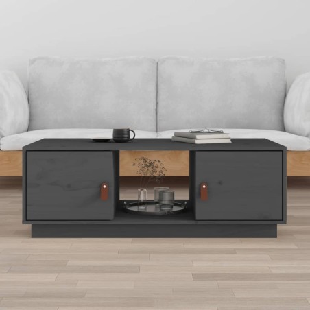 vidaXL Mesa de centro de madera maciza de pino gris 100x50x35 cm