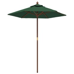 vidaXL Sombrilla de jardín con poste de madera verde 196x231 cm