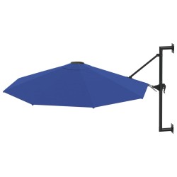 vidaXL Sombrilla de pared con palo de metal azul 300 cm