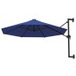 vidaXL Sombrilla de pared con palo de metal azul 300 cm