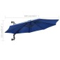 vidaXL Sombrilla de pared con palo de metal azul 300 cm