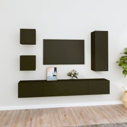 vidaXL Set de muebles para TV 5 piezas madera contrachapada negro
