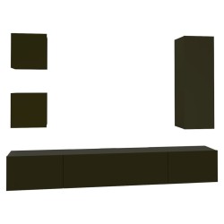 vidaXL Set de muebles para TV 5 piezas madera contrachapada negro