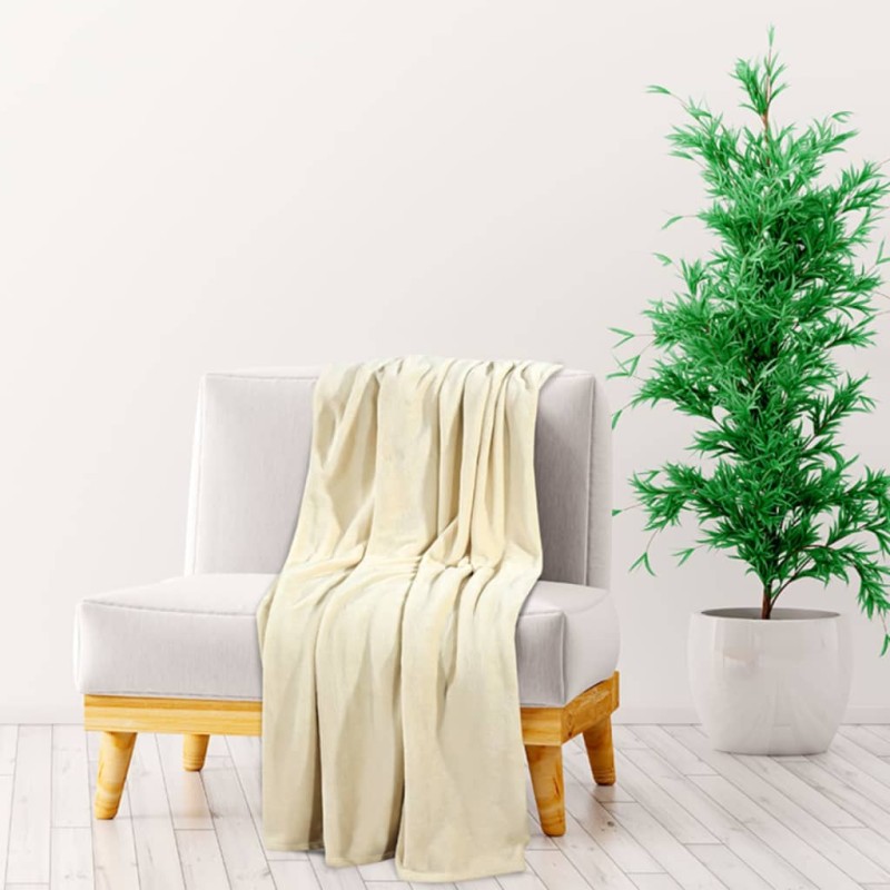 vidaXL Manta de poliéster color crema 130x170 cm vidaXL Manta de poliéster color crema 130x170 cm