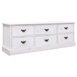 vidaXL Mueble para TV madera paulownia blanco envejecido 108x30x40 cm