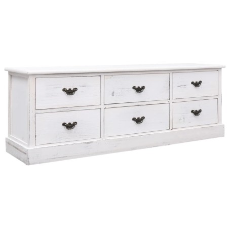 vidaXL Mueble para TV madera paulownia blanco envejecido 108x30x40 cm