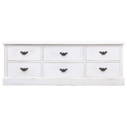 vidaXL Mueble para TV madera paulownia blanco envejecido 108x30x40 cm