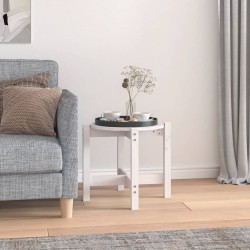 vidaXL Mesa de centro de madera maciza de pino blanco Ø52,5x45 cm