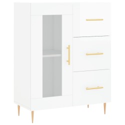vidaXL Aparador de madera contrachapada blanco brillante 69,5x34x90 cm
