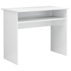 vidaXL Escritorio de madera contrachapada blanco brillo 90x50x74 cm