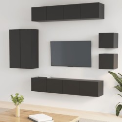 vidaXL Set de muebles para TV 8 piezas madera contrachapada negro
