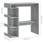 vidaXL Mesa bar estante almacenaje gris Sonoma 100x50x101,5 cm vidaXL Mesa bar estante almacenaje gris Sonoma 100x50x101,5 cm