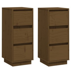 vidaXL Aparador 2 uds madera maciza de pino marrón miel 32x34x75 cm