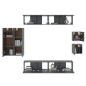 vidaXL Set de muebles para TV 8 piezas madera contrachapada negro vidaXL Set de muebles para TV 8 piezas madera contrachapada negro