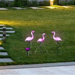 HI Lámpara solar LED de jardín forma de flamenco 3 unidades