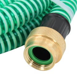 vidaXL Manguera de succión con conectores de latón PVC verde 29 mm 10m