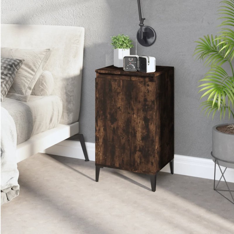 vidaXL Mesita de noche madera contrachapada roble ahumado 40x35x70 cm vidaXL Mesita de noche madera contrachapada roble ahumado 40x35x70 cm