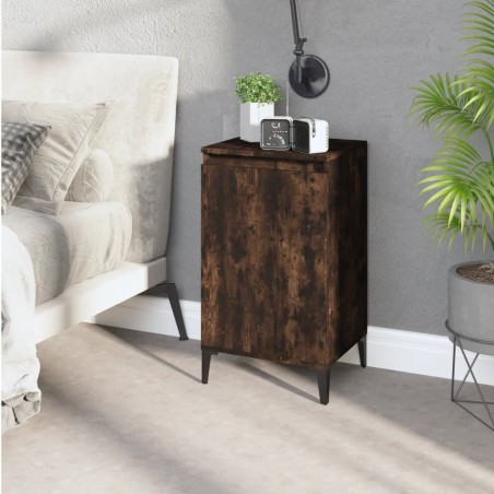 vidaXL Mesita de noche madera contrachapada roble ahumado 40x35x70 cm