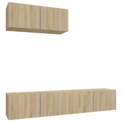vidaXL Set de muebles para TV 3 pzas madera contrachapada roble sonoma