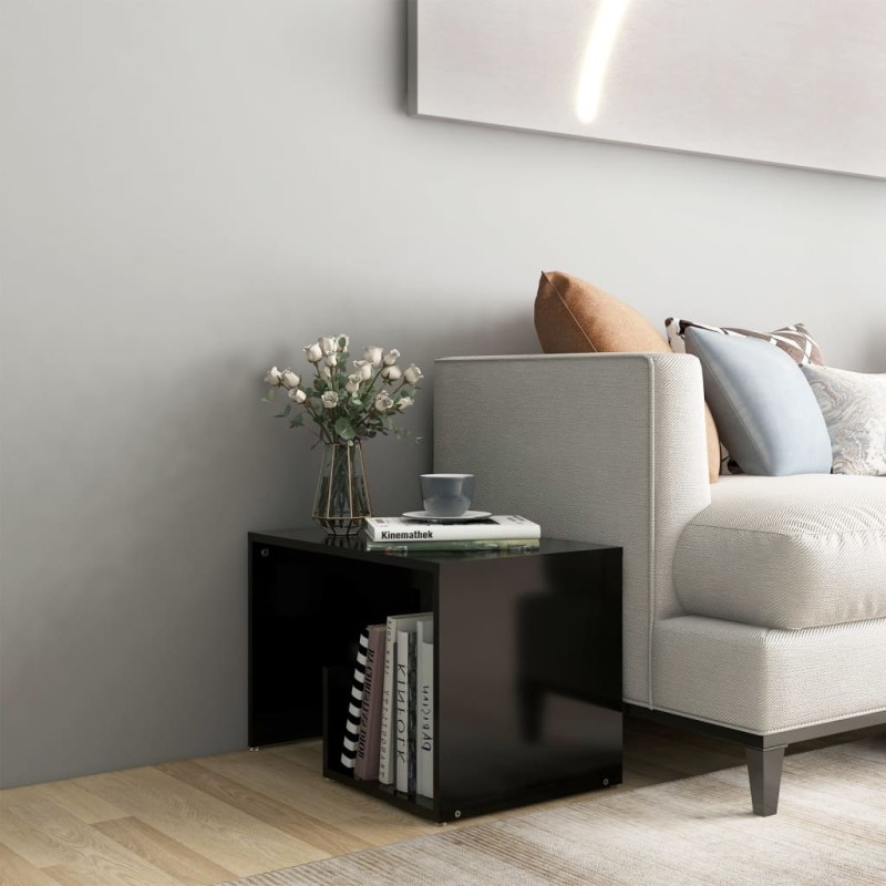 vidaXL Mesa auxiliar de madera contrachapada negro 59x36x38 cm vidaXL Mesa auxiliar de madera contrachapada negro 59x36x38 cm