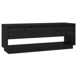 vidaXL Mueble de TV de madera maciza de pino negro 110,5x34x40 cm