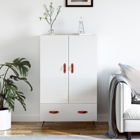 vidaXL Aparador alto madera de ingeniería blanco brillo 69,5x31x115 cm