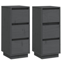 vidaXL Aparador 2 uds madera maciza de pino gris 32x34x75 cm