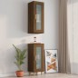 vidaXL Armario de pared colgante roble marrón 34,5x34x90 cm vidaXL Armario de pared colgante roble marrón 34,5x34x90 cm
