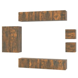 vidaXL Set de muebles de TV 8 pzas madera contrachapada roble ahumado