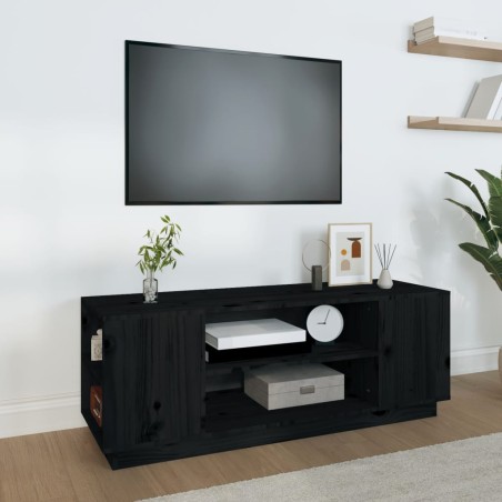 vidaXL Mueble de TV madera maciza de pino negro 110x35x40,5 cm